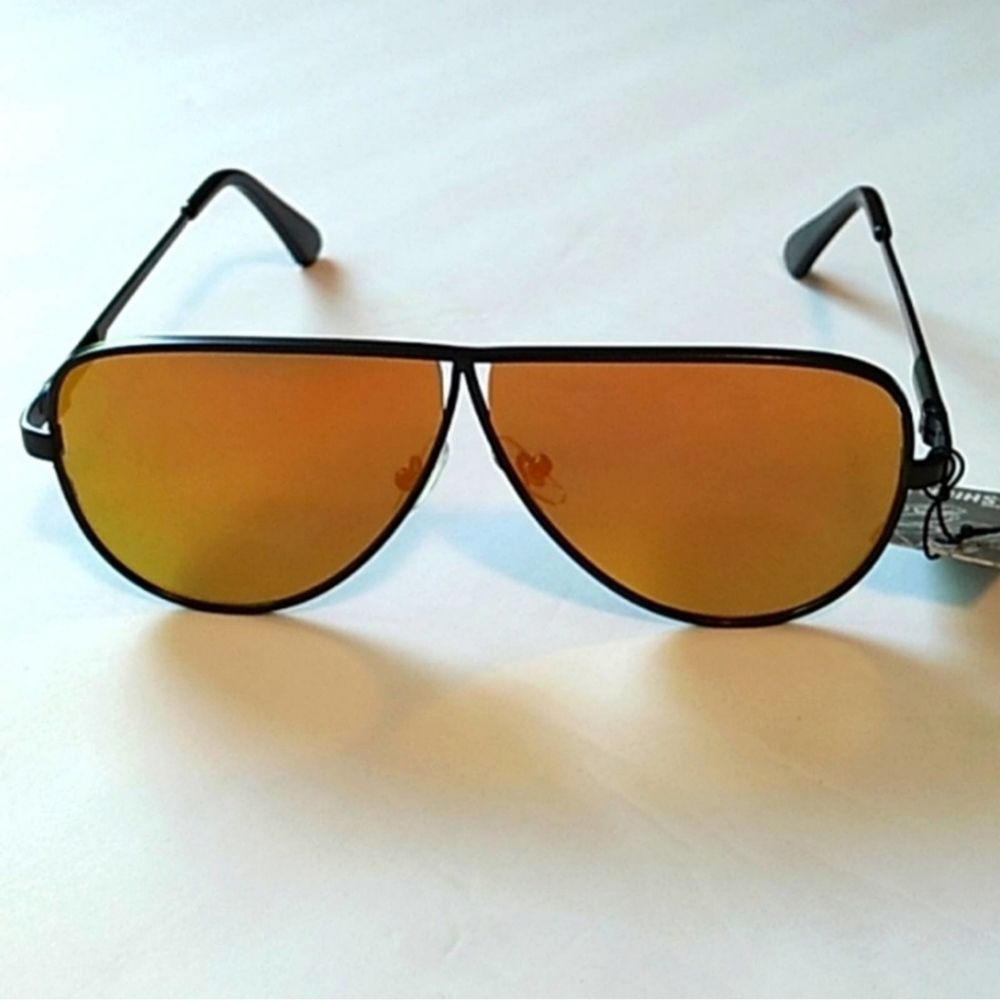 Mirror Polorized UV400 Tented Aviator Sunglasses In Yellow/Orange Only - Picture 6 of 6